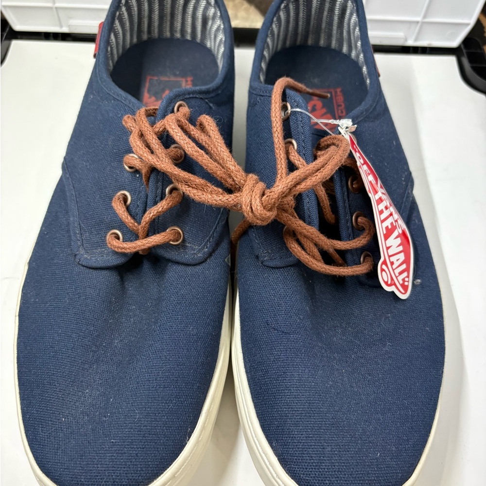 Vans Men's Ludlow Blue Canvas Sneakers with Brown Laces